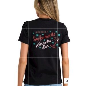 ban.do Women’s graphic Tee XS retro Sing your heart out T shirt black NWT